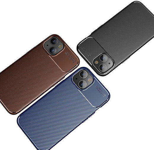 Apple iPhone 13 Hoesje Siliconen Carbon TPU Back Cover Bruin afbeelding 7