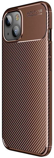 Apple iPhone 13 Hoesje Siliconen Carbon TPU Back Cover Bruin afbeelding 1