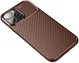 Apple iPhone 13 Pro Hoesje Siliconen Carbon TPU Back Cover Bruin afbeelding 6