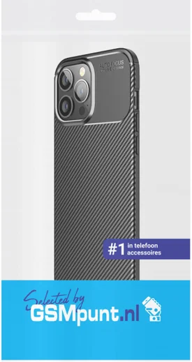 Apple iPhone 13 Pro Max Hoesje Siliconen Carbon TPU Back Cover Zwart afbeelding 2