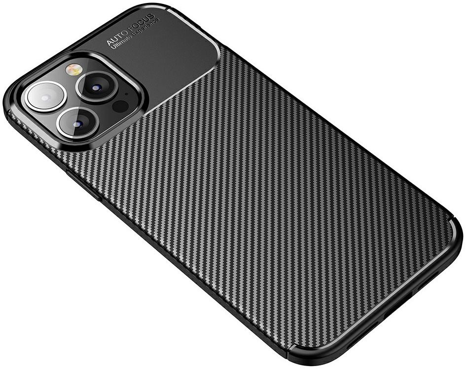 Apple iPhone 13 Pro Max Hoesje Siliconen Carbon TPU Back Cover Zwart afbeelding 10