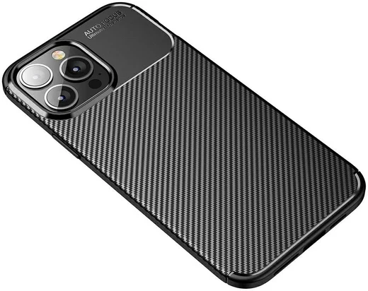 Apple iPhone 13 Pro Max Hoesje Siliconen Carbon TPU Back Cover Zwart afbeelding 10