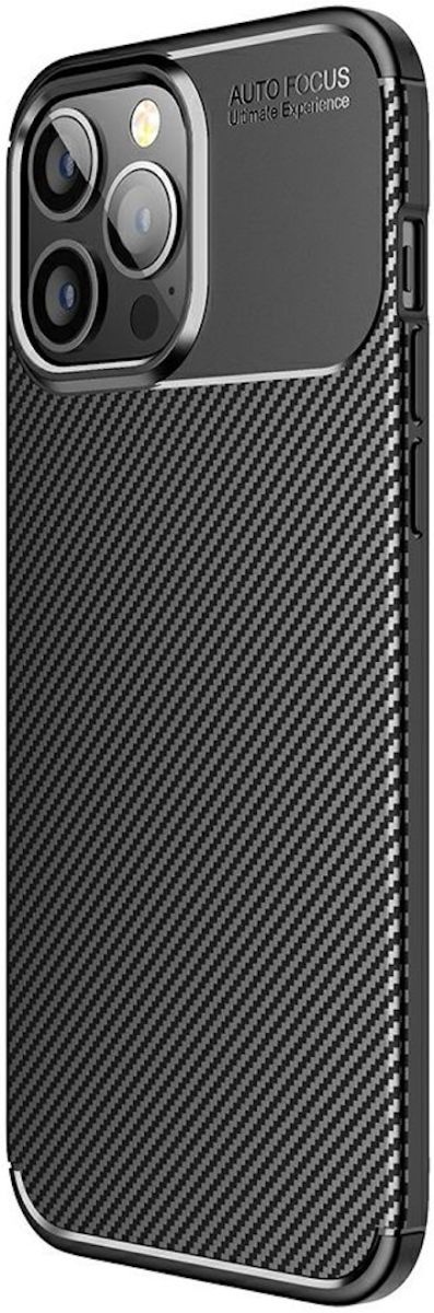 Apple iPhone 13 Pro Max Hoesje Siliconen Carbon TPU Back Cover Zwart afbeelding 1