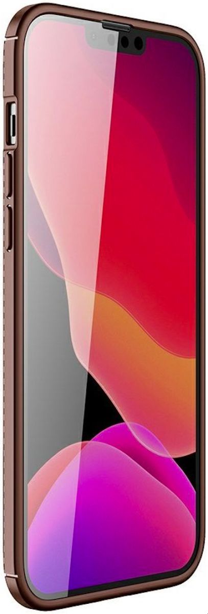 Apple iPhone 13 Pro Max Hoesje Siliconen Carbon TPU Back Cover Bruin afbeelding 5