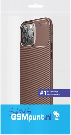 Apple iPhone 13 Pro Max Hoesje Siliconen Carbon TPU Back Cover Bruin afbeelding 2