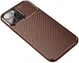 Apple iPhone 13 Pro Max Hoesje Siliconen Carbon TPU Back Cover Bruin afbeelding 6
