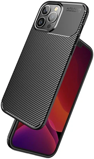 Apple iPhone 13 Pro Max Hoesje Siliconen Carbon TPU Back Cover Bruin afbeelding 7