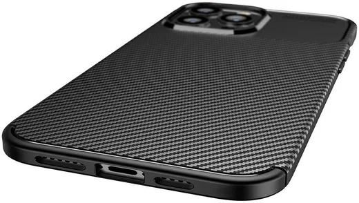 Apple iPhone 13 Pro Max Hoesje Siliconen Carbon TPU Back Cover Bruin afbeelding 9