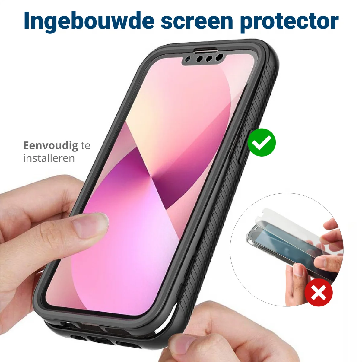 Apple iPhone 13 Mini Hoesje Full Protect 360° Cover Hybride Zwart afbeelding 8