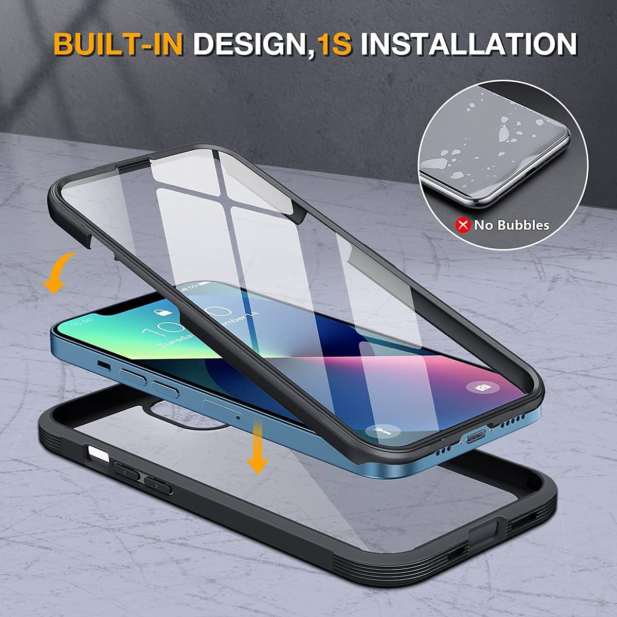 Apple iPhone 13 Mini Hoesje Full Protect 360° Cover Hybride Zwart afbeelding 11