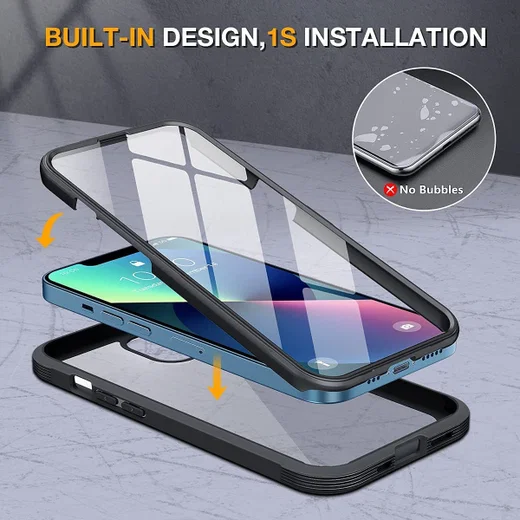 Apple iPhone 13 Mini Hoesje Full Protect 360° Cover Hybride Zwart afbeelding 11