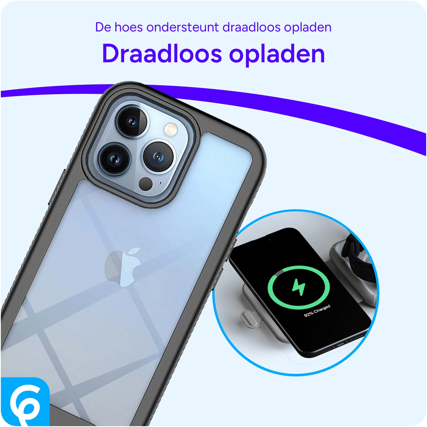 Apple iPhone 13 Pro Hoesje Full Protect 360° Cover Hybride Zwart afbeelding 7