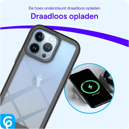 Apple iPhone 13 Pro Hoesje Full Protect 360° Cover Hybride Zwart afbeelding 7