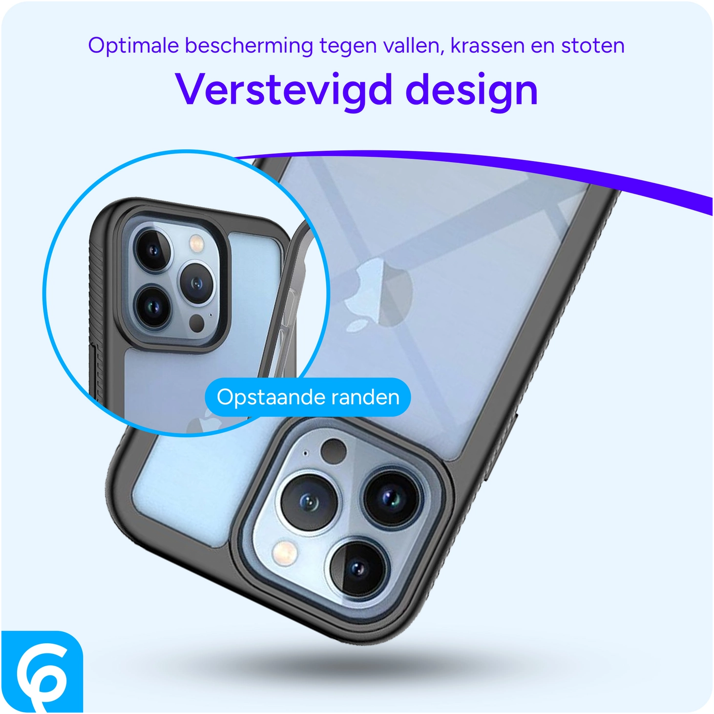 Apple iPhone 13 Pro Hoesje Full Protect 360° Cover Hybride Zwart afbeelding 2