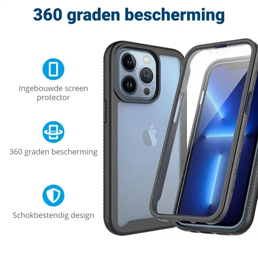 Apple iPhone 13 Pro Max Hoesje Full Protect 360° Cover Hybride Zwart afbeelding 2