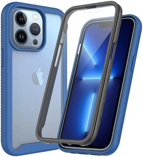 Apple iPhone 13 Pro Max Hoesje Full Protect 360° Cover Hybride Blauw afbeelding 1