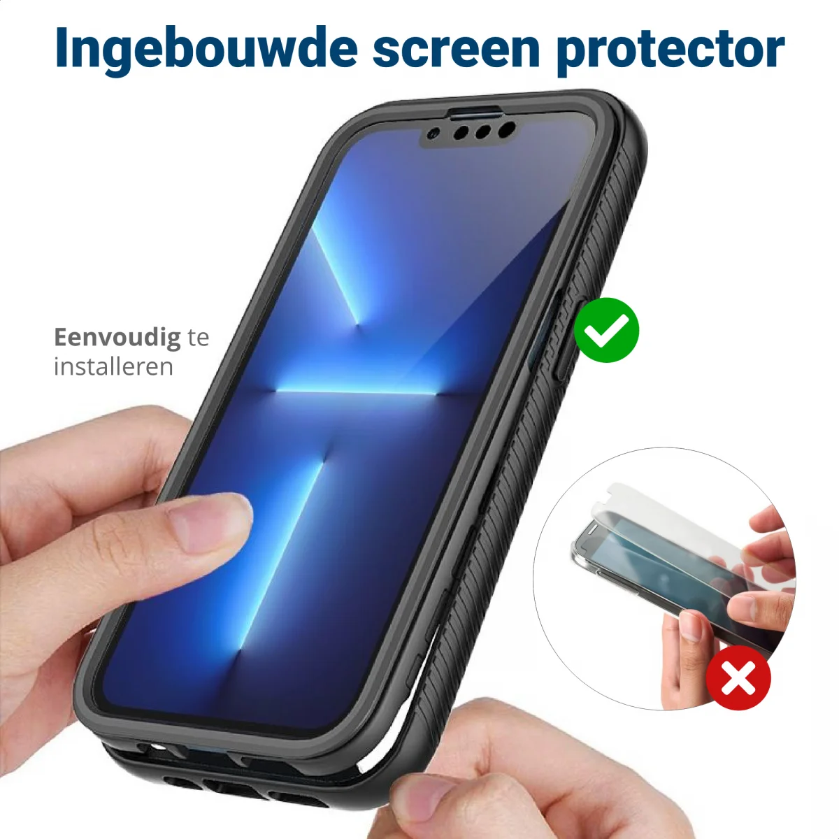 Apple iPhone 13 Pro Max Hoesje Full Protect 360° Cover Hybride Blauw afbeelding 8