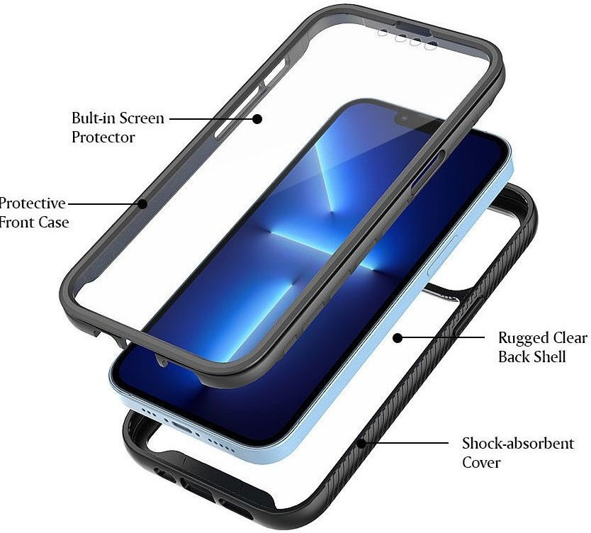 Apple iPhone 13 Pro Max Hoesje Full Protect 360° Cover Hybride Blauw afbeelding 10