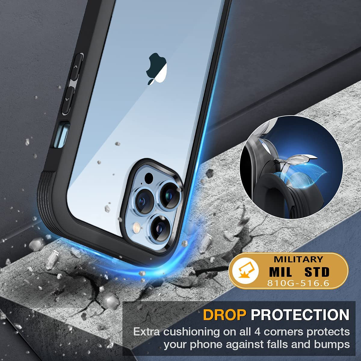 Apple iPhone 13 Pro Max Hoesje Full Protect 360° Cover Hybride Blauw afbeelding 13