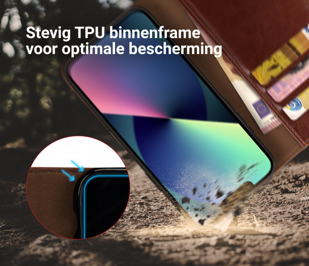 Rosso Element Apple iPhone 13 Mini Hoesje Book Cover Bruin afbeelding 5