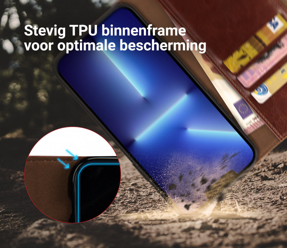 Rosso Element Apple iPhone 13 Pro Hoesje Book Cover Bruin afbeelding 5