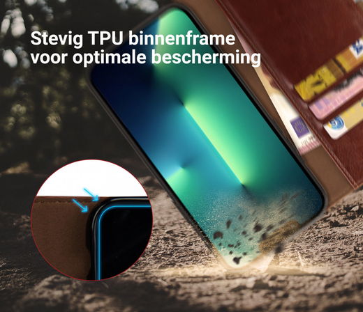 Rosso Element Apple iPhone 13 Pro Max Hoesje Book Cover Bruin afbeelding 6