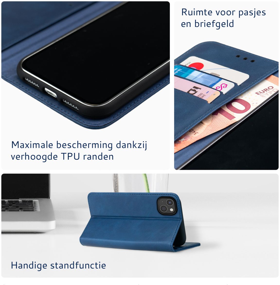Rosso Element Apple iPhone 13 Hoesje Book Cover Blauw afbeelding 4