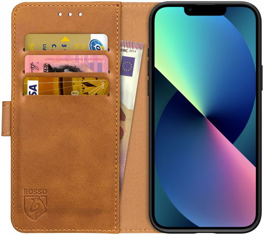 Rosso Element Apple iPhone 13 Mini Hoesje Book Cover Lichtbruin afbeelding 1