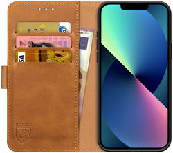 Rosso Element Apple iPhone 13 Mini Hoesje Book Cover Lichtbruin afbeelding