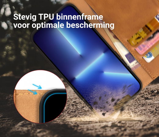 Rosso Element Apple iPhone 13 Pro Hoesje Book Cover Lichtbruin afbeelding 5