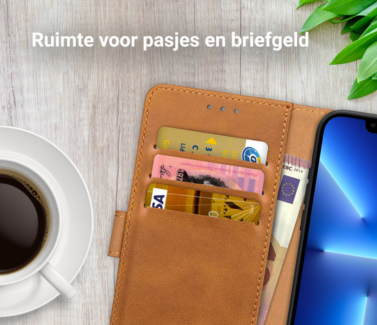 Rosso Element Apple iPhone 13 Pro Hoesje Book Cover Lichtbruin afbeelding 8