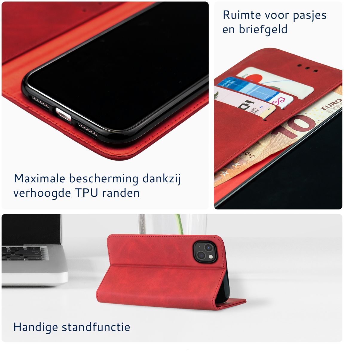 Rosso Element Apple iPhone 13 Mini Hoesje Book Cover Rood afbeelding 4
