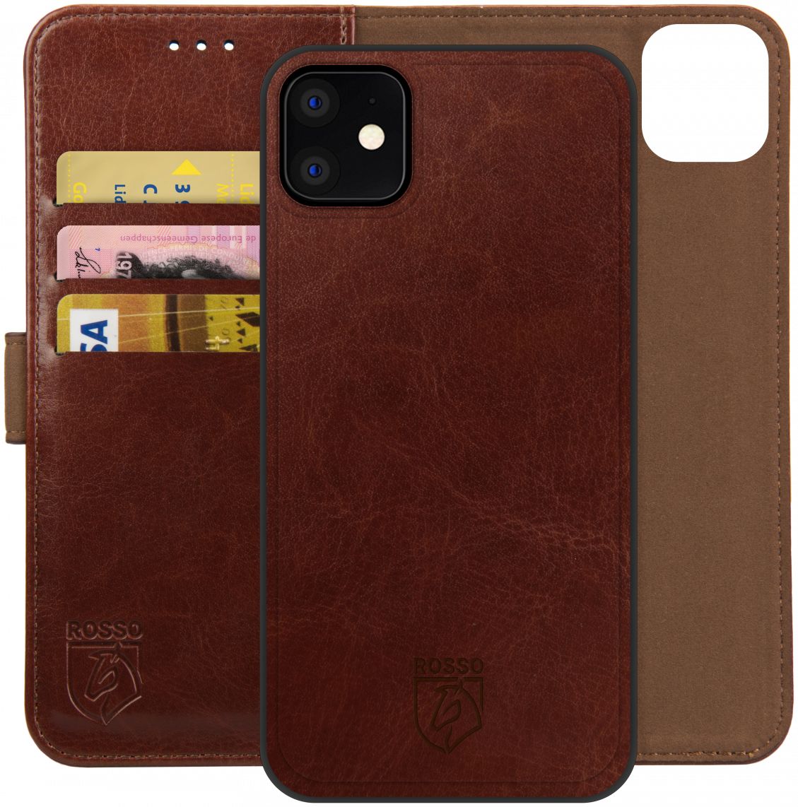 Rosso Element Uitneembaar 2-in-1 Apple iPhone 11 / XR Hoesje Bruin afbeelding 1