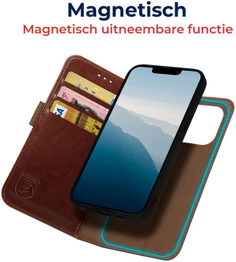 Rosso Element 2-in-1 Apple iPhone 13 Mini Hoesje Bruin afbeelding 2