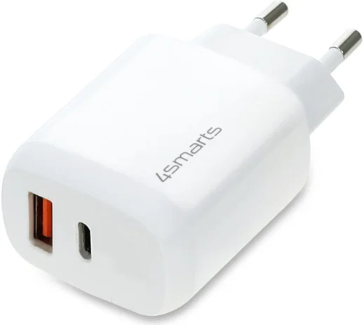 4smarts DoublePort 30W USB-A QC en USB-C Power Delivery Adapter Wit afbeelding 1