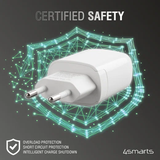 4smarts DoublePort 30W USB-A QC en USB-C Power Delivery Adapter Wit afbeelding 6