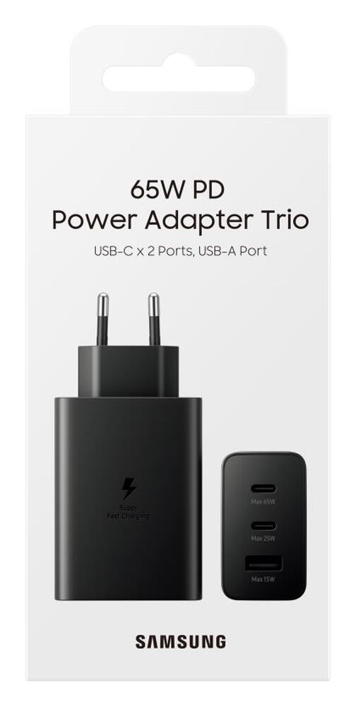Originele Samsung Trio 65W Power Adapter USB-C / USB Snellader Zwart afbeelding 8