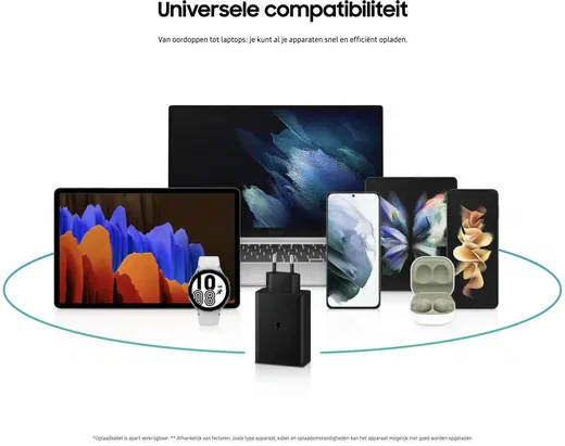 Originele Samsung Trio 65W Power Adapter USB-C / USB Snellader Zwart afbeelding 5