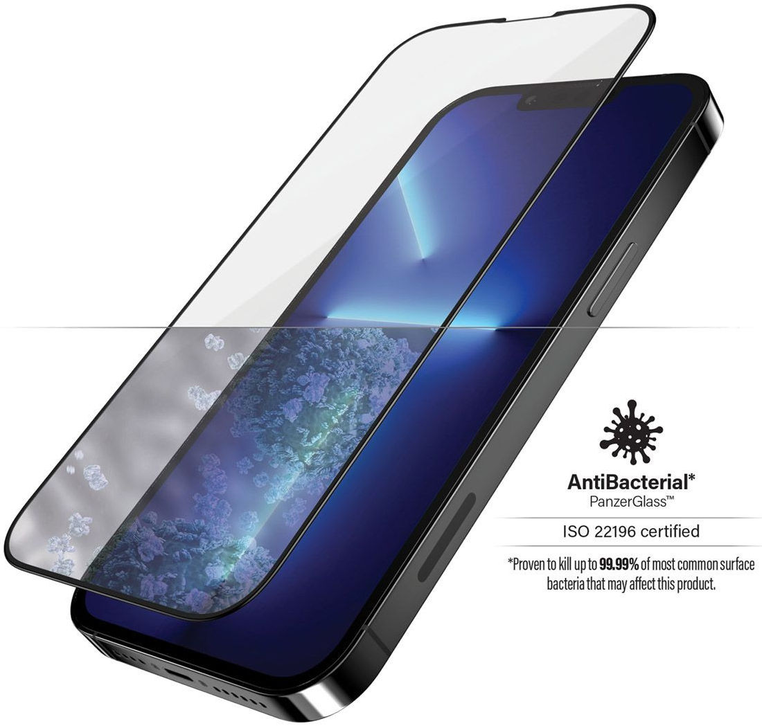 PanzerGlass iPhone 13 Pro Max Screenprotector Antibacterieel Zwart afbeelding 2