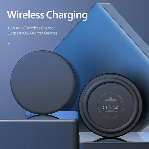 Dux Ducis Draadloze Oplader 15W Fast Charge + USB-C Kabel 1M Zwart afbeelding 2