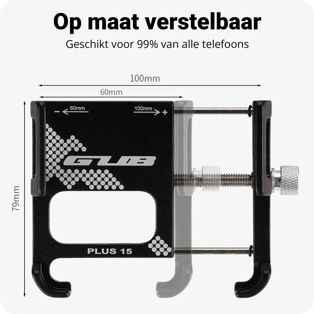 GUB Plus 15 Universele Draaibare Telefoon Fietshouder Zwart afbeelding 2