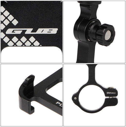 GUB Plus 10 Universele Draaibare Telefoon Fietshouder Aluminium Zwart afbeelding 4