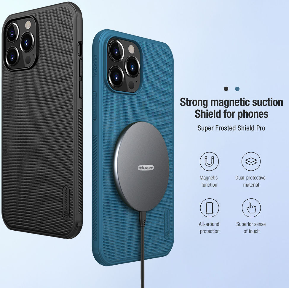 Nillkin Super Frosted Shield Apple iPhone 13 Pro Hoesje MagSafe Blauw afbeelding 4