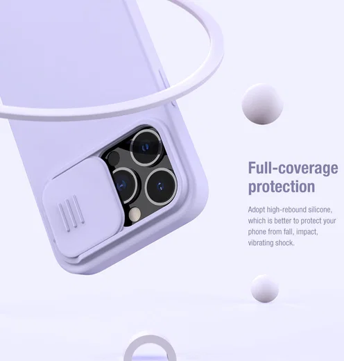 Nillkin iPhone 13 Pro Hoesje MagSafe Siliconen met Camera Slider Zwart afbeelding 9