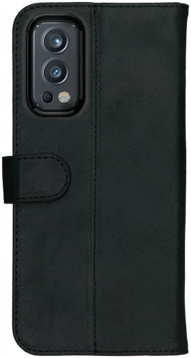 Rosso Deluxe OnePlus Nord 2 5G Hoesje Echt Leer Book Case Zwart afbeelding 2