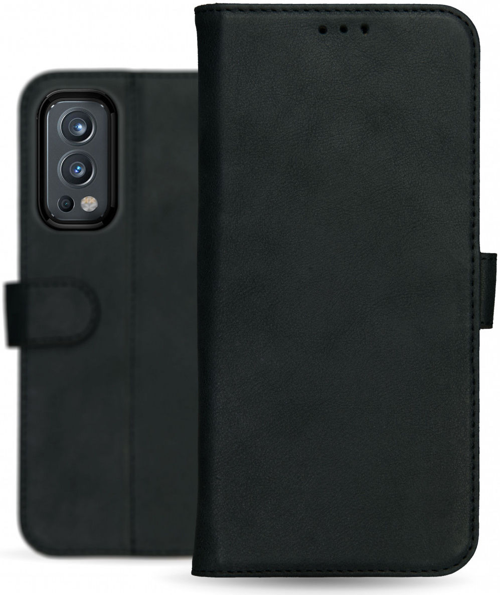 Rosso Deluxe OnePlus Nord 2 5G Hoesje Echt Leer Book Case Zwart afbeelding 9