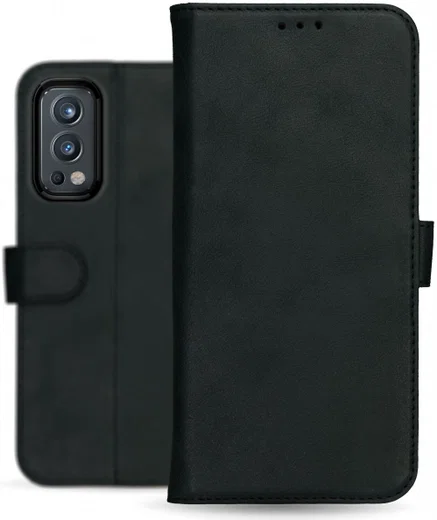 Rosso Deluxe OnePlus Nord 2 5G Hoesje Echt Leer Book Case Zwart afbeelding 9