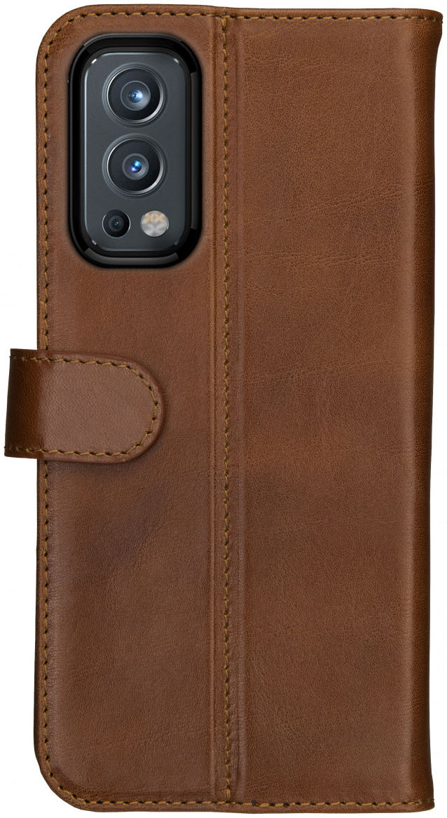 Rosso Deluxe OnePlus Nord 2 5G Hoesje Echt Leer Book Case Bruin afbeelding 2