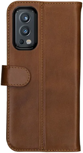 Rosso Deluxe OnePlus Nord 2 5G Hoesje Echt Leer Book Case Bruin afbeelding 2