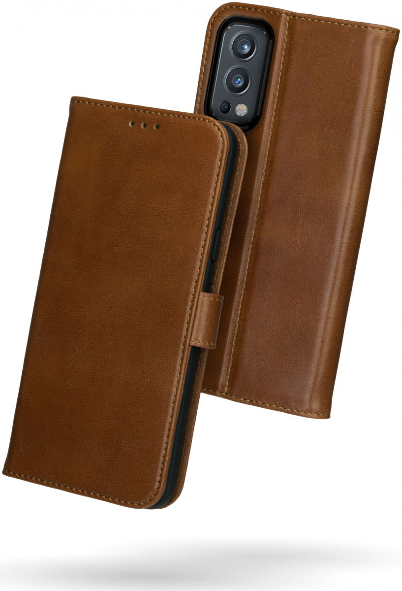 Rosso Deluxe OnePlus Nord 2 5G Hoesje Echt Leer Book Case Bruin afbeelding 8